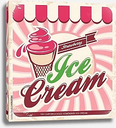 Постер Ретро плакат с клубничным мороженым