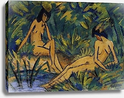 Постер Мюллер Отто Seated Women by Water; Sitzende Madchen am Wasser, c. 1914-16