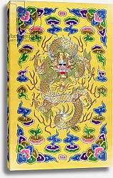 Постер Школа: Китайская 19в. An Embroidered Chinese Dragon, from the front cover of a Franco-Chinese diplomatic treaty