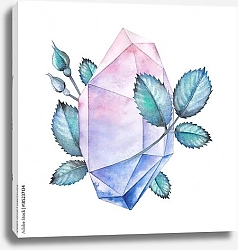 Постер Акварельный кристалл и роза
