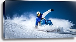 Постер Сноубордист на склоне горы