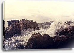 Постер Волны на каменистом берегу