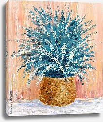Постер Изящный букет из нежных цветов в круглой вазе