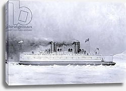 Постер Yard no. 647, Baikal. Photograph of a painting showing the ice breaking train ferry steamer 'Baikal' in service