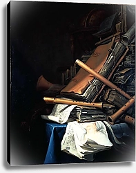 Постер Вермулен Ян Натюрморт с книгами и музыкальными инструментами