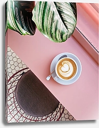 Постер Чашка кофе под пальмовым листком