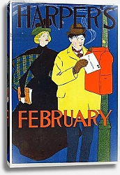 Постер Пенфилд Эдвард Science. Communication. Post. The Valentine letter, Poster by Penfiel for the magazine Harper's, Febr., c.1895