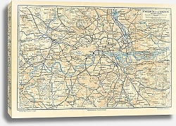 Постер Карта окрестностей Лондона, конец 19 в.