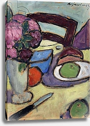 Постер Явленский Алексей Still life with Chair and Bouquet; Stilleben mit Stuhl und Blumenstrasse, 1906