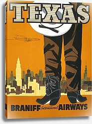 Постер Неизвестен Texas. Braniff International Airways