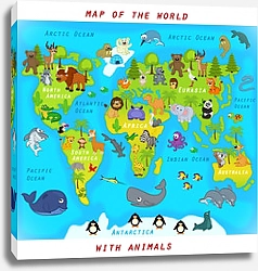 Постер Детская карта мира с животными №6