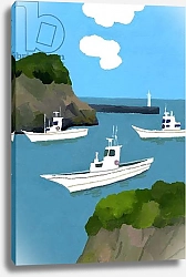 Постер Хируёки Исутзу (совр) Three fishing boats.