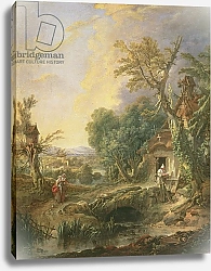 Постер Буше Франсуа (Francois Boucher) Landscape with a Hermit, 1742