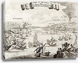 Постер Strait of Messina, between Italian peninsula and Sicily. The original engraving was created by Gabri