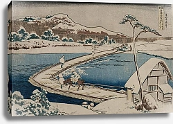 Постер Хокусай Кацушика An Ancient Picture of the Boat Bridge at Sano in Kozuke Province from the series Curious Views of Famous Bridges in the Provinces