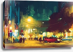 Постер Ночная сцена из городской жизни