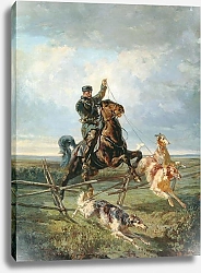 Постер Френц Рудольф Егерь с тремя борзыми