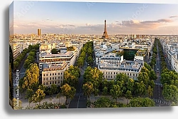 Постер Франция. Paris from above showcasing rooftops