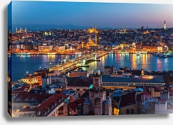 Постер Ночной вид на Стамбул с моста Галата
