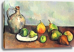 Постер Сезанн Поль (Paul Cezanne) Натюрморт с кувшином и фруктами