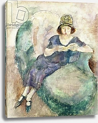 Постер Пасин Жюль Girl in Blue Reading on a Sofa, 1926-27