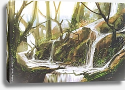 Постер Водопад в лесу