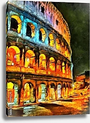 Постер Красочное освещение Колизея ночью