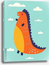 Постер Рыжий динозаврик на фоне неба
