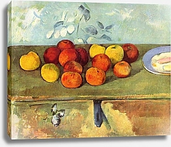 Постер Сезанн Поль (Paul Cezanne) Натюрморт с яблоками и печеньем