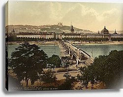 Постер Франция. Лион, мост Гийотьер и отель Дьё