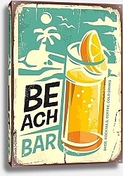 Постер Ретро плакат с пляжным коктейлем