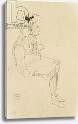 Постер Шиле Эгон (Egon Schiele) Seated Girl with a Bow in her Hair, 1909