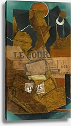 Постер Грис Хуан Tabac, Journal Et Bouteille De Vin Rosé