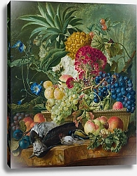Постер Неизвестен Фрукты, цветы и мертвые птицы