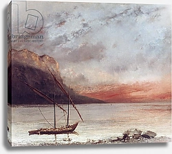 Постер Курбе Гюстав (Gustave Courbet) Sunset over Lake Leman, 1874