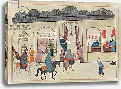 Постер Школа: Венецианская 17в. Ms. cicogna 1971, miniature from the 'Memorie Turchesche' depicting the covered market in Istanbul
