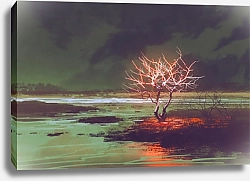Постер Светящееся дерево в ночи