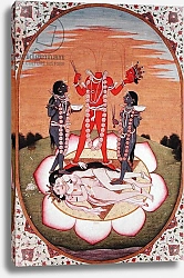 Постер Школа: Индийская 19в. Icon of Chinnamasta, the Mahavidya arising from the joined bodies