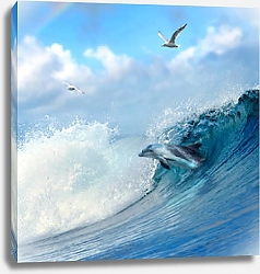 Постер Дельфин и волна