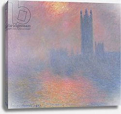 Постер Моне Клод (Claude Monet) The Houses of Parliament, London, with the sun breaking through the fog, 1904