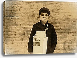 Постер Хайн Льюис (фото) Tony Casale known as 'Bologna' aged 11, selling papers for 4 years, bitten by his father for not selling enough, Hartford, Connecticut, 1909