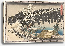 Постер Утагава Хирошиге (яп) Marching over Bridge