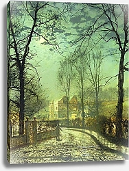 Постер Гримшоу Джон Аткинсон  A Moonlit Road, 19th century