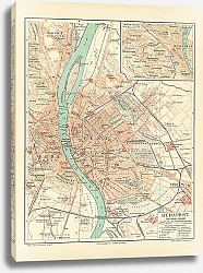 Постер Карта Будапешта, конец 19 в.