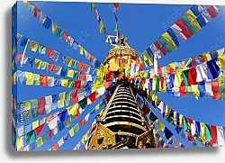Постер Непал. Флаги на буддистском храме