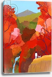 Постер Хируёки Исутзу (совр) Autumnal leaves and waterfalls