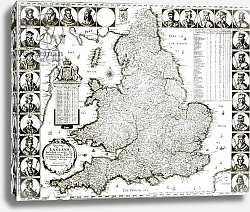 Постер Холлар Вецеслаус (грав) Map of England and Wales, 1644