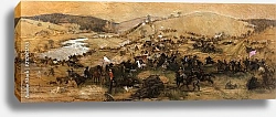 Постер Панорамный пейзаж с всадниками