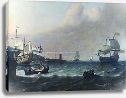 Постер Бахуйзен Людольф Голландский военный корабль, входящий в Среднеземноморской порт
