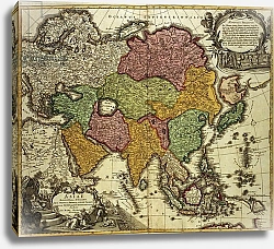 Постер Хоманн Йоханн Map of Asia, Nuremberg, c.1730